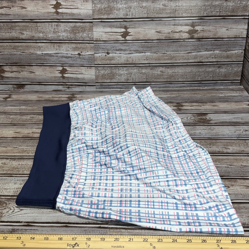 Puma Golf Skort Womens Large White Navy Blue Plaid Athletic Activewear Skirt - Picture 5 of 6